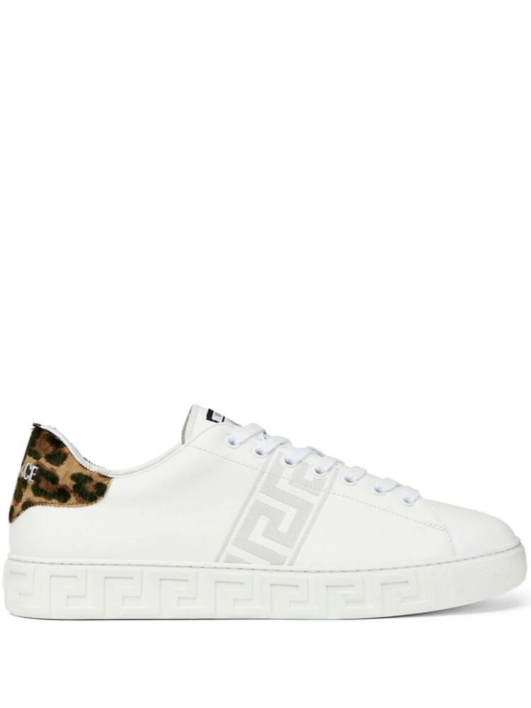 Versace Greca pony-effect sneakers - White Cover