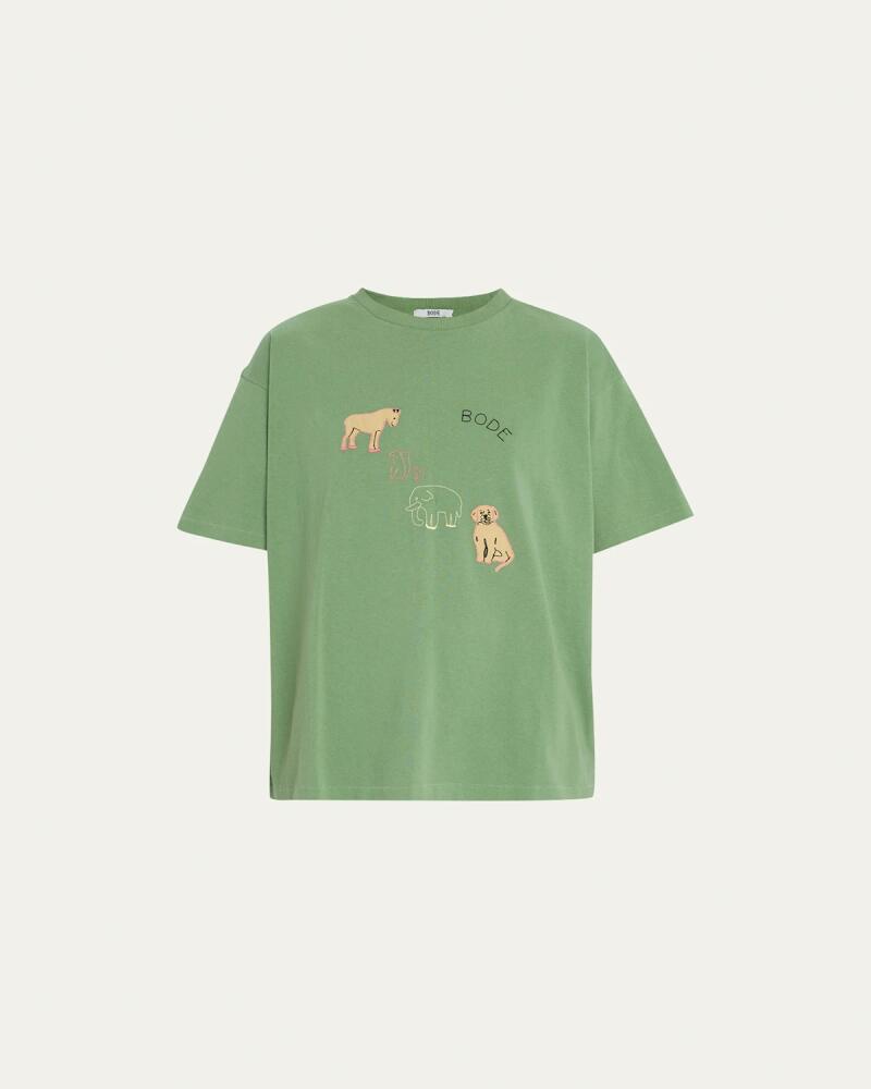 Bode Tiny Zoo Embroidered Cotton T-Shirt Cover