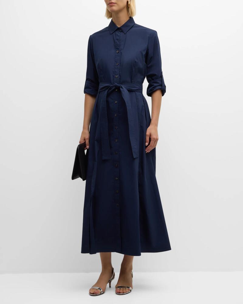 Finley Laine Tie-Waist Weathercloth Maxi Shirtdress Cover