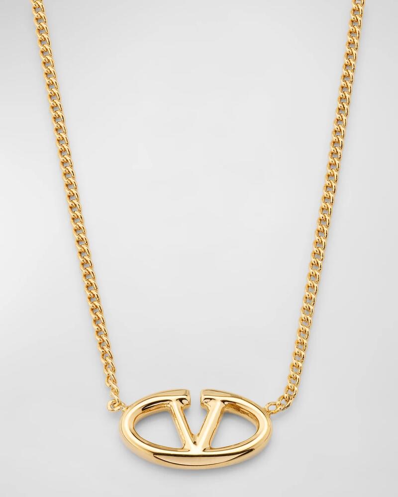 Valentino Garavani V Logo Pendant Necklace, Gold Cover