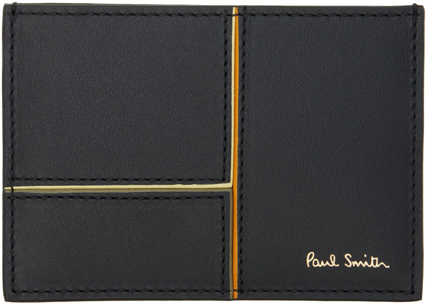 Paul Smith Black Paneled Leather Card Holder Cover