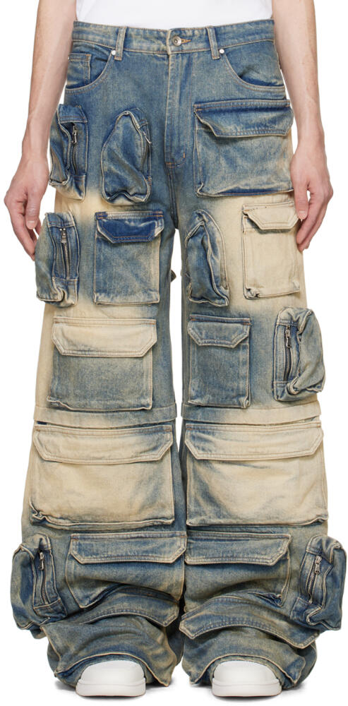 Who Decides War Blue Rave Denim Cargo Pants Cover