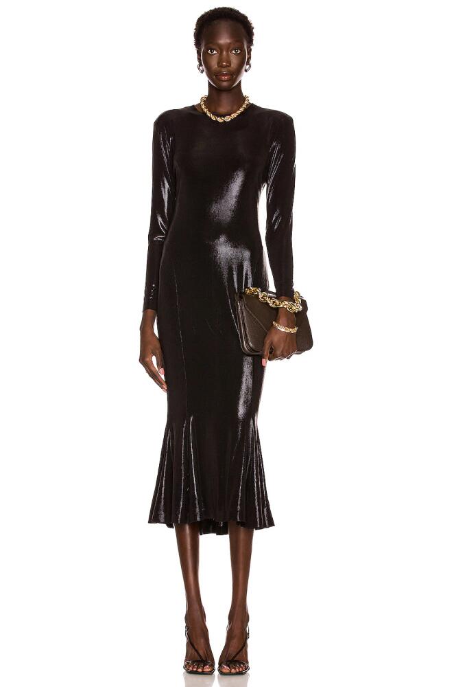 Norma Kamali Long Sleeve Crew Fishtail Dress in Black Cover