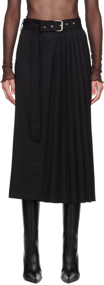 LVIR SSENSE Exclusive Black Belted Midi Skirt Cover