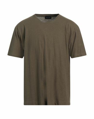 Roberto Collina Man T-shirt Military green Cotton Cover