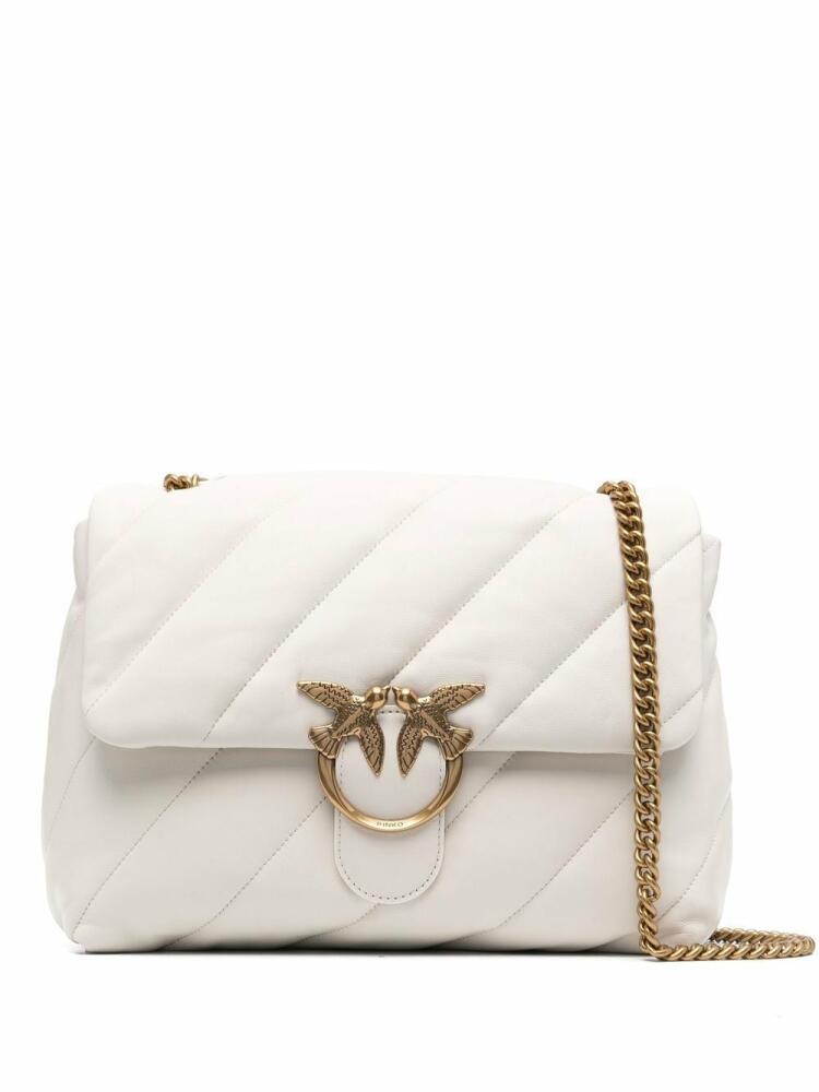 PINKO large Love puffer crossbody bag - White Cover