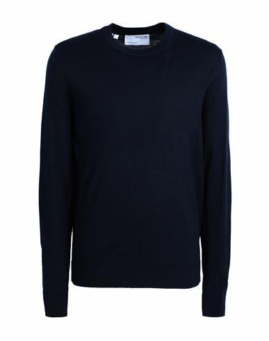 Selected Homme Man Sweater Midnight blue Polyester, Merino Wool Cover