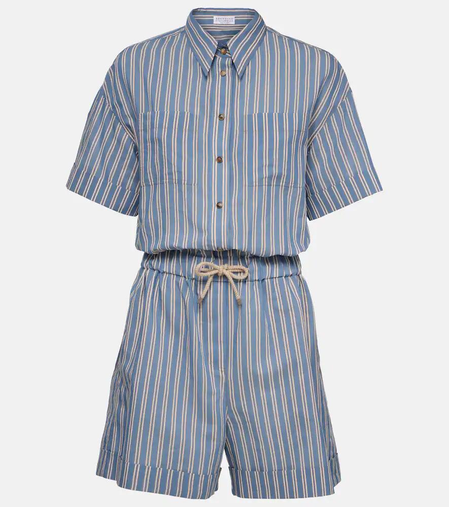 Brunello Cucinelli Striped cotton and silk playsuit Cover