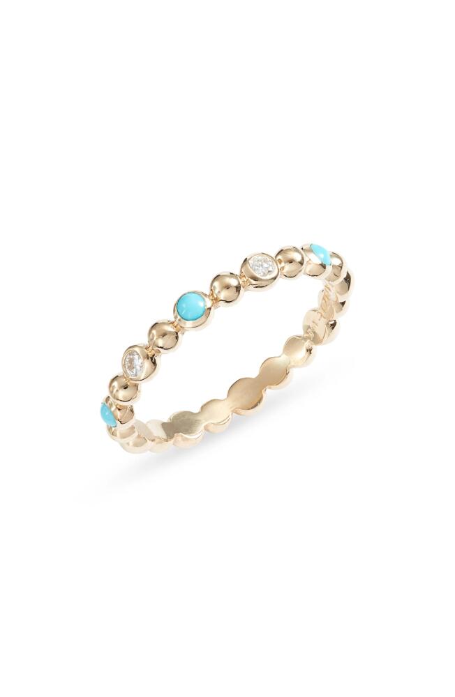 Anzie Dew Drop Étoile Diamond & Turquoise Ring in Gold Cover