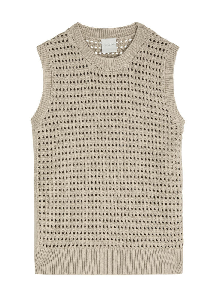 Varley Darin Open-knit Cotton Tank - Beige Cover