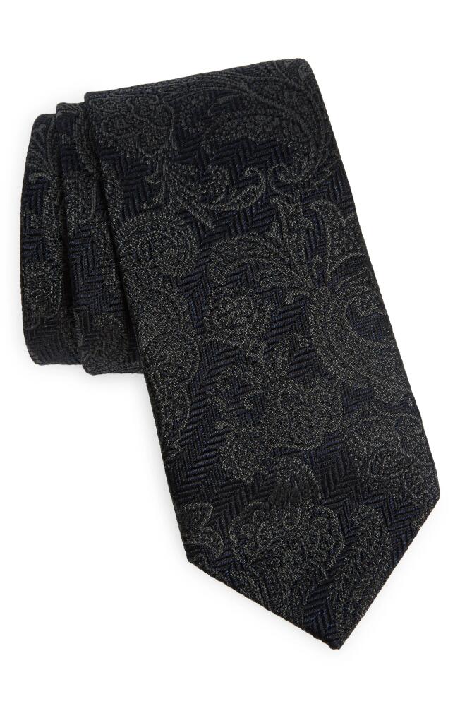 Brunello Cucinelli Paisley Jacquard Silk & Virgin Wool Tie in Cf429-Blue Grey Cover