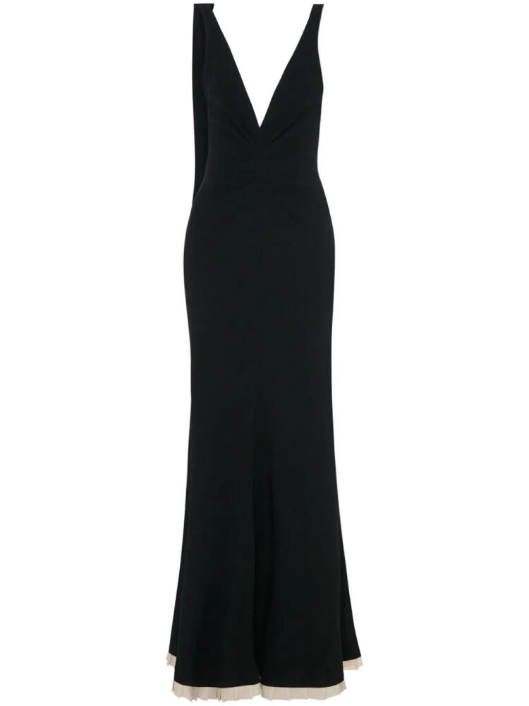 Victoria Beckham gathered-detail V-neck gown - Black Cover