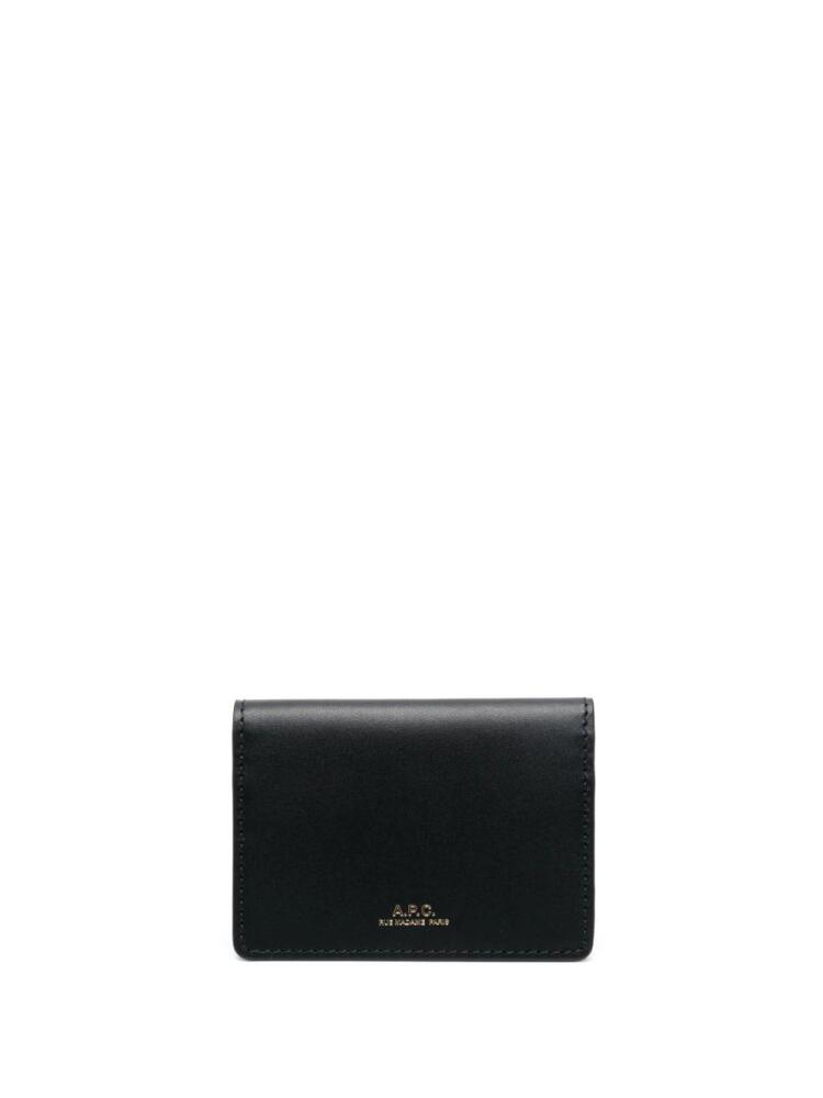 A.P.C. logo-stamp leather wallet - Black Cover