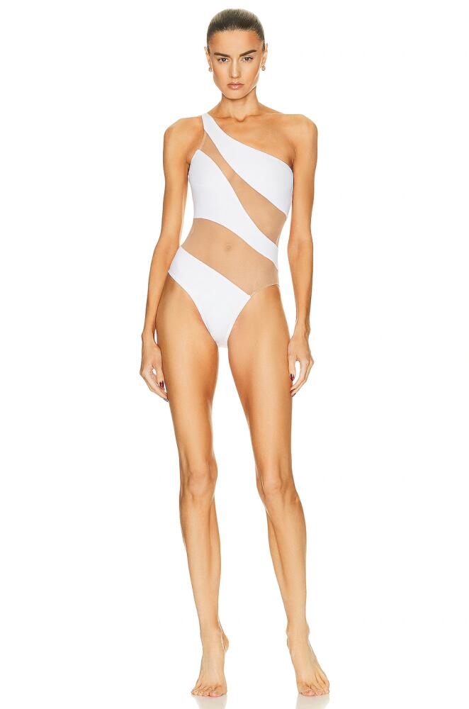 Norma Kamali Snake Mesh Mio Swimsuit in White Cover