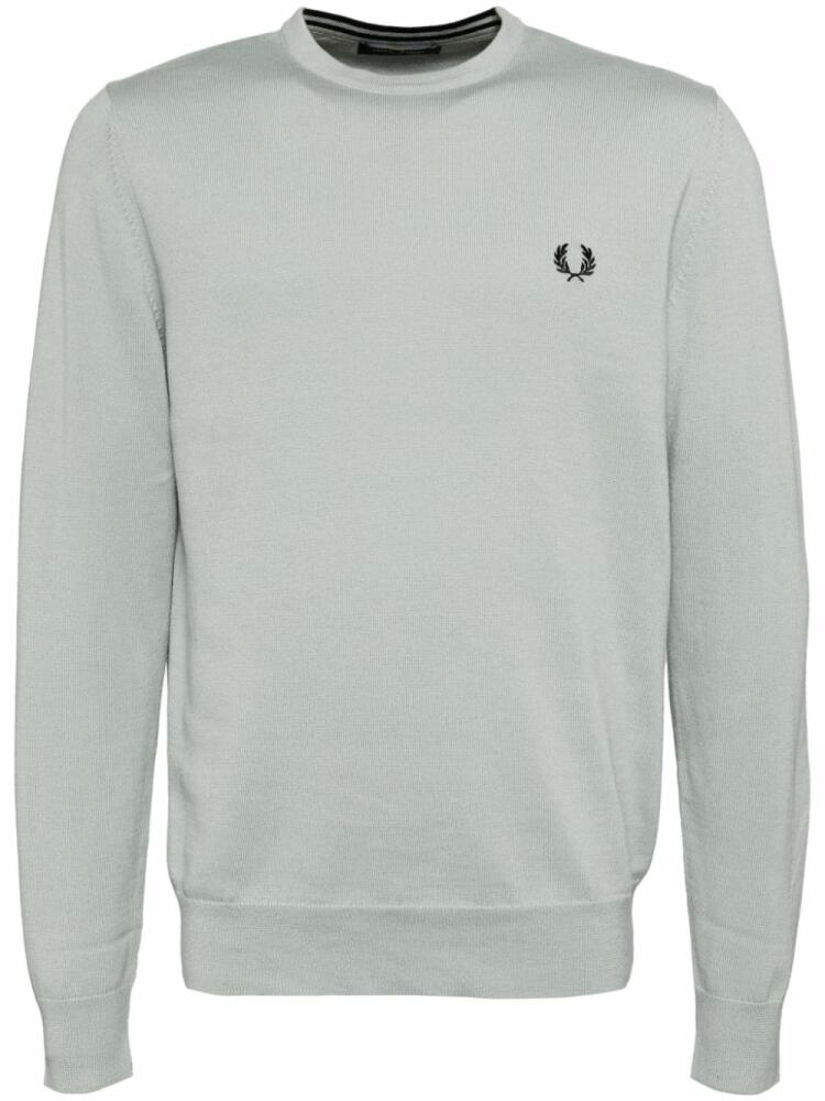 Fred Perry logo-embroidered wool-blend jumper - Blue Cover