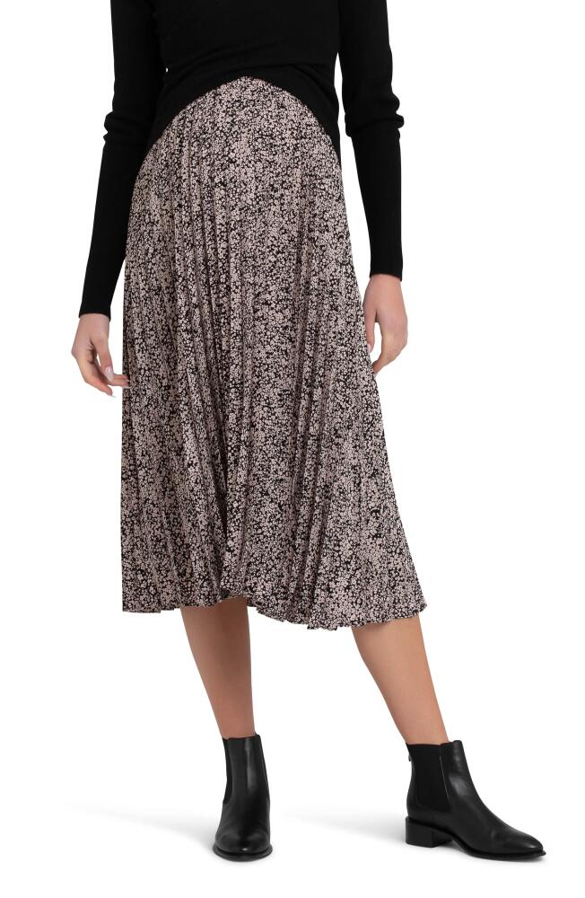 Ripe Maternity Florence Pleated Midi Maternity Skirt in Black /Dusty Pink Cover