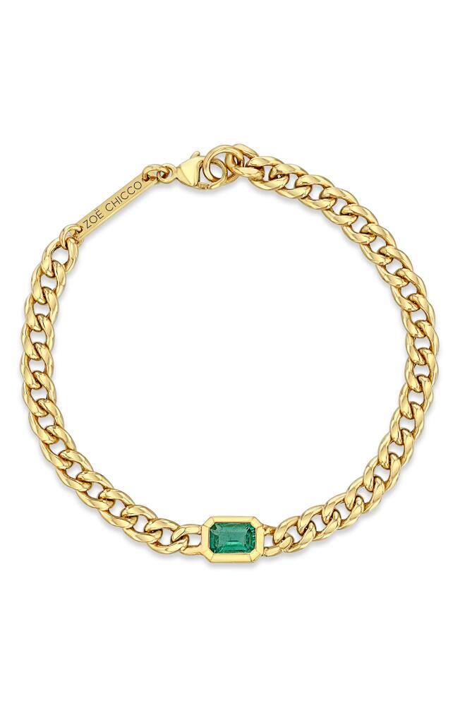 Zoë Chicco Emerald Curb Chain Bracelet in 14K Yellow Gold Cover