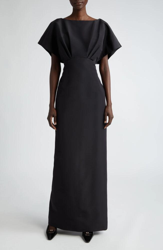 Carolina Herrera Fan Bodice Silk Faille Column Gown in Black Cover