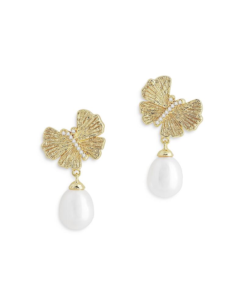 Anabel Aram Butterfly Cultured Freshwater Pearl Drop Earrings in 18K Gold Plated Cover