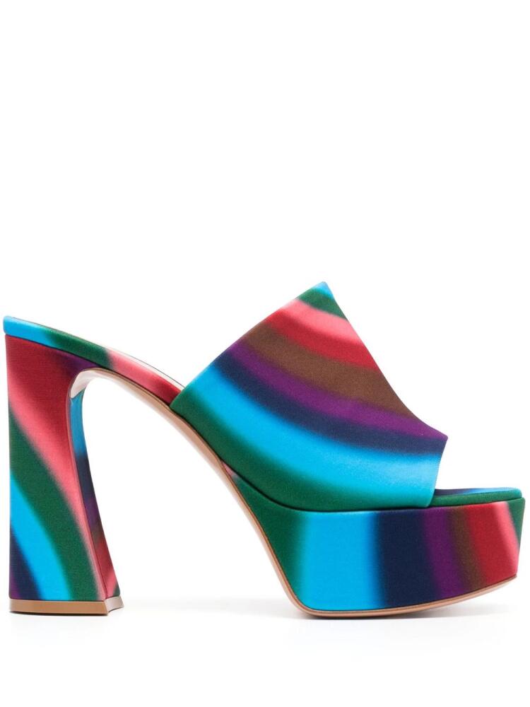 Gianvito Rossi Holly 115mm striped platform mules - Blue Cover