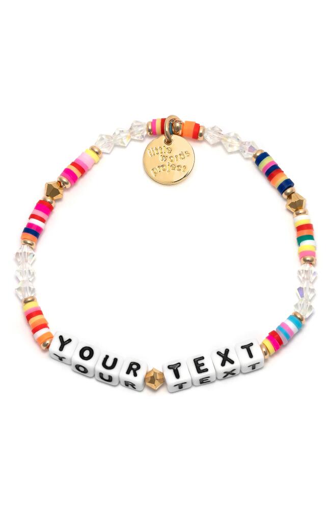 Little Words Project Rainbow Custom Beaded Stretch Bracelet in White/Rainbow Multi Cover