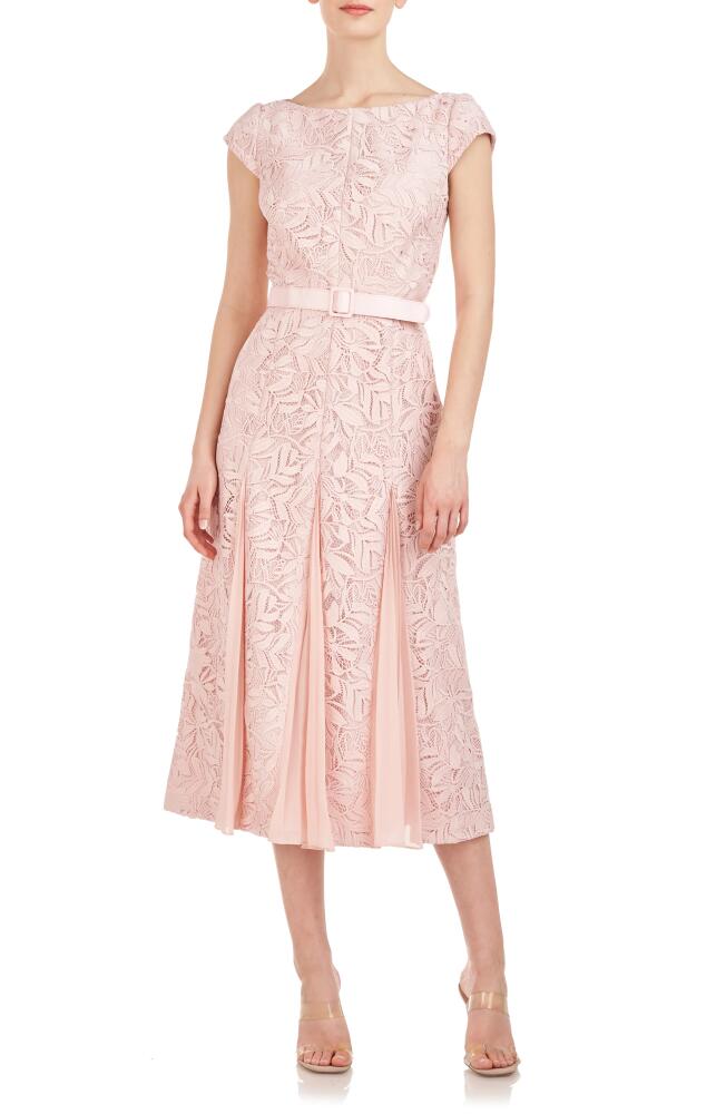 Kay Unger Angela Lace A-Line Midi Dress in Soft Blush Cover