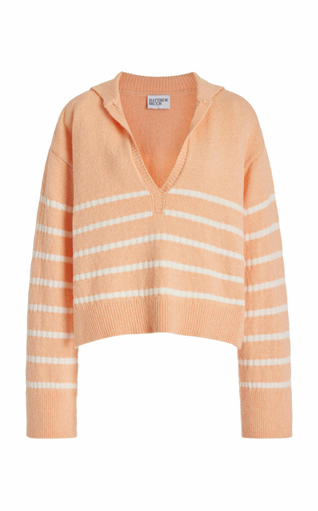 Matthew Bruch - Striped Cotton-Blend Knit Sailor Sweater - Pink Cover