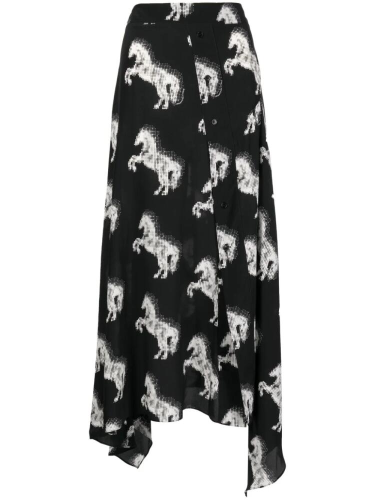 Stella McCartney horse-print silk midi skirt - Black Cover