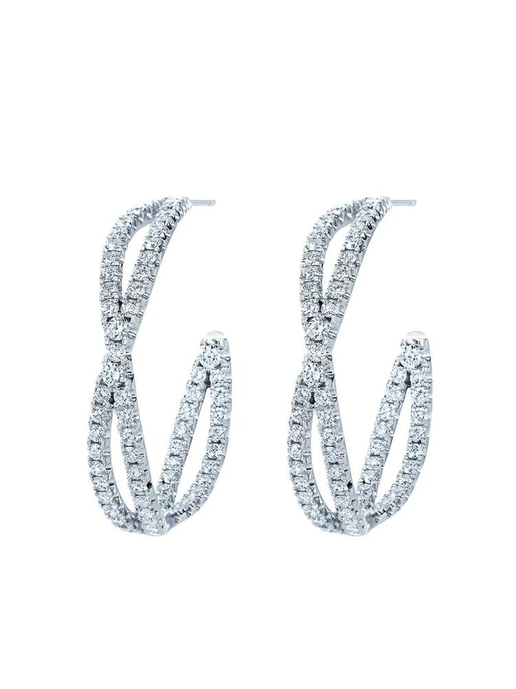 KWIAT 18kt white gold diamond Fidelity petite hoop earrings - Silver Cover