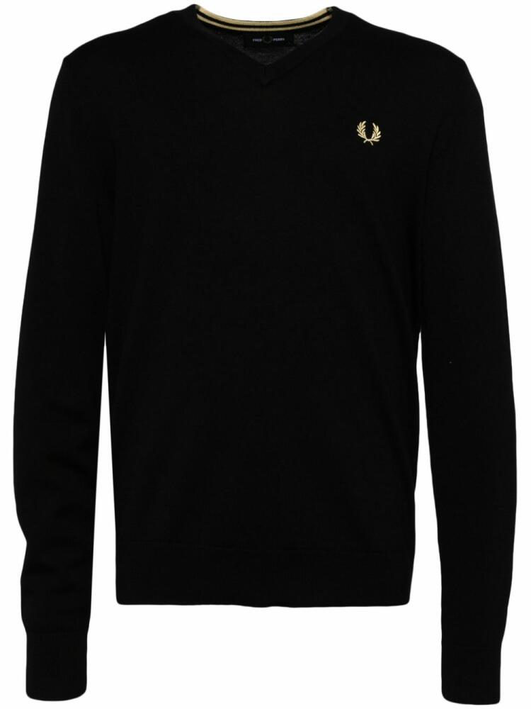 Fred Perry logo-embroidered V-neck jumper - Black Cover