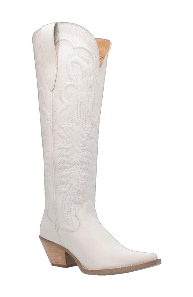 Dingo Raisin Kane Knee High Western Boot in White Cover