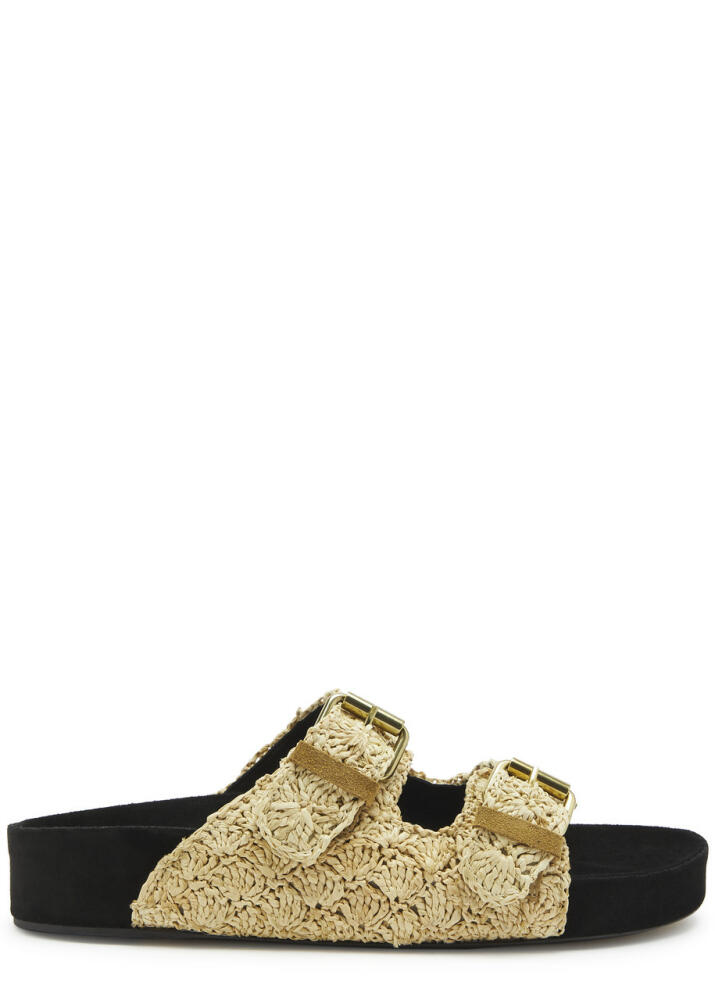 Isabel Marant Lennyo Raffia and Suede Sliders - Natural Cover