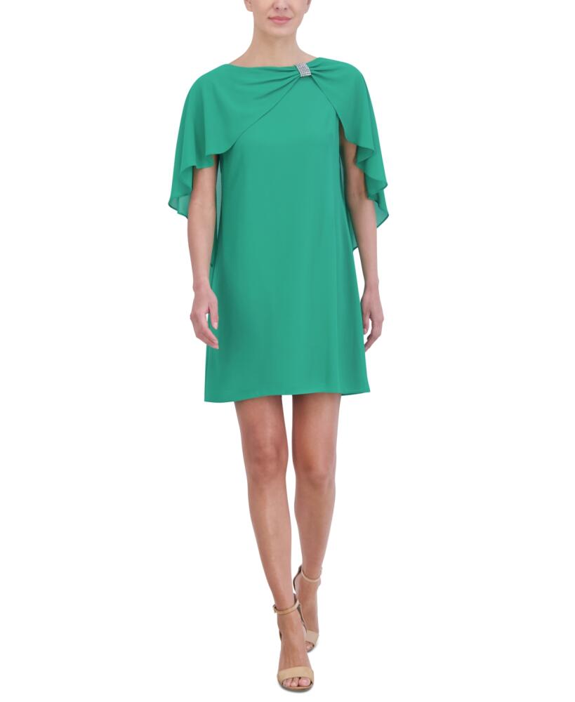 Jessica Howard Women's Rhinestone-Embellished Capelet Shift Dress - Emerald Cover