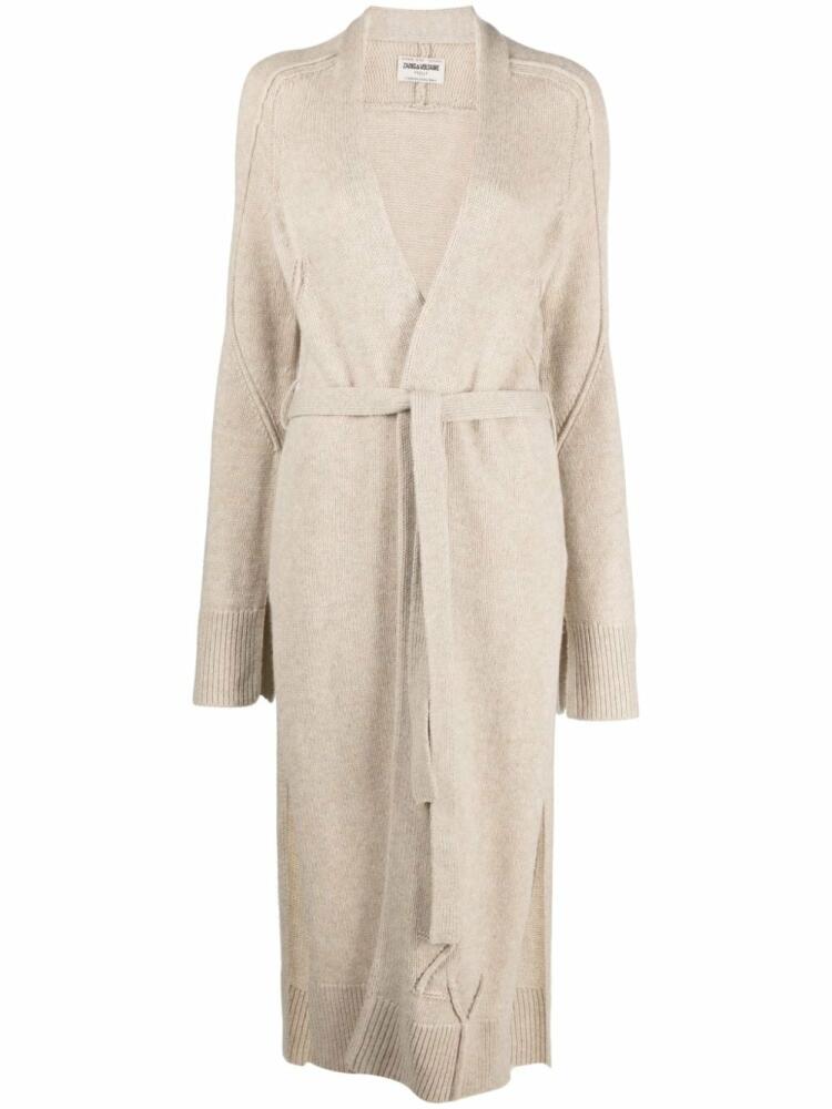 Zadig&Voltaire Salome ribbed-knit belted midi cardi-coat - Neutrals Cover