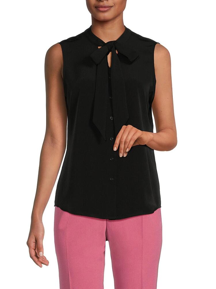 Karl Lagerfeld Paris Women's Sleeveless Tie Front Blouse - Black Cover