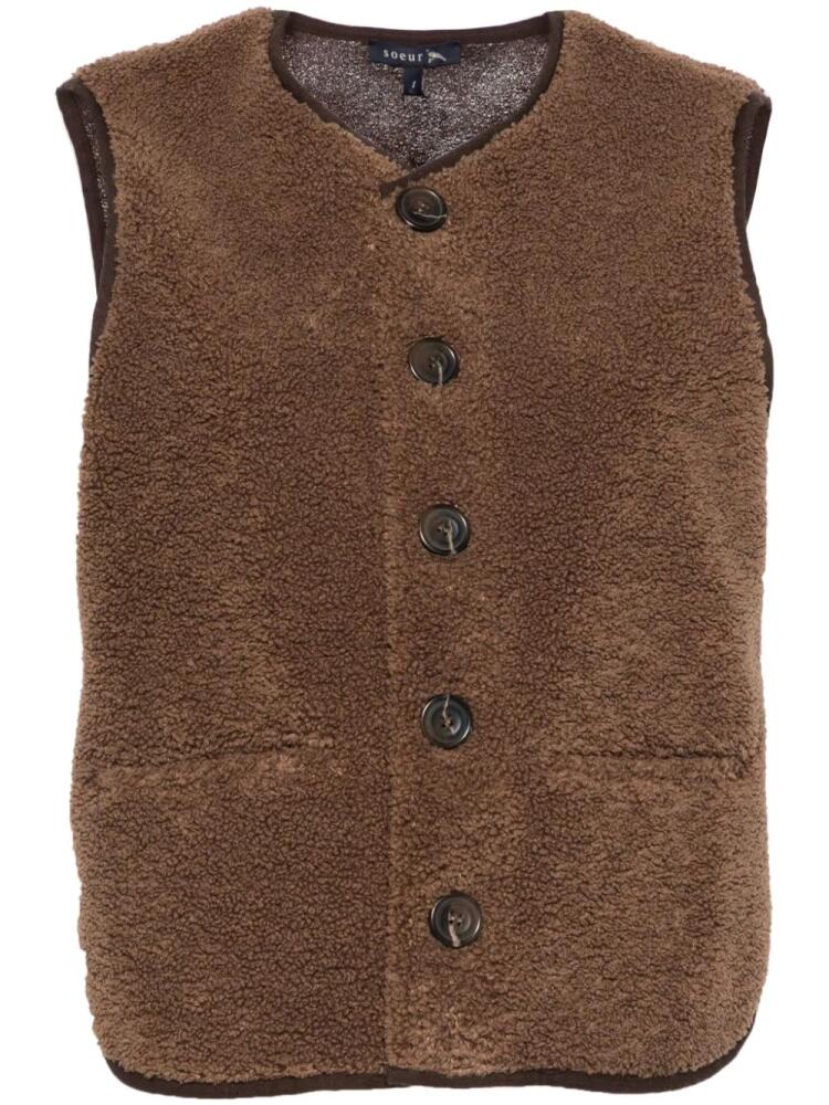 Soeur faux-shearling vest - Brown Cover