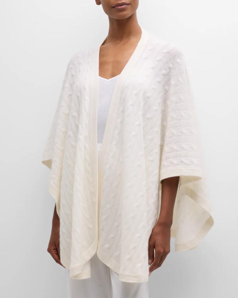 Neiman Marcus Cashmere Collection Cashmere Cable-Knit Cape Cover