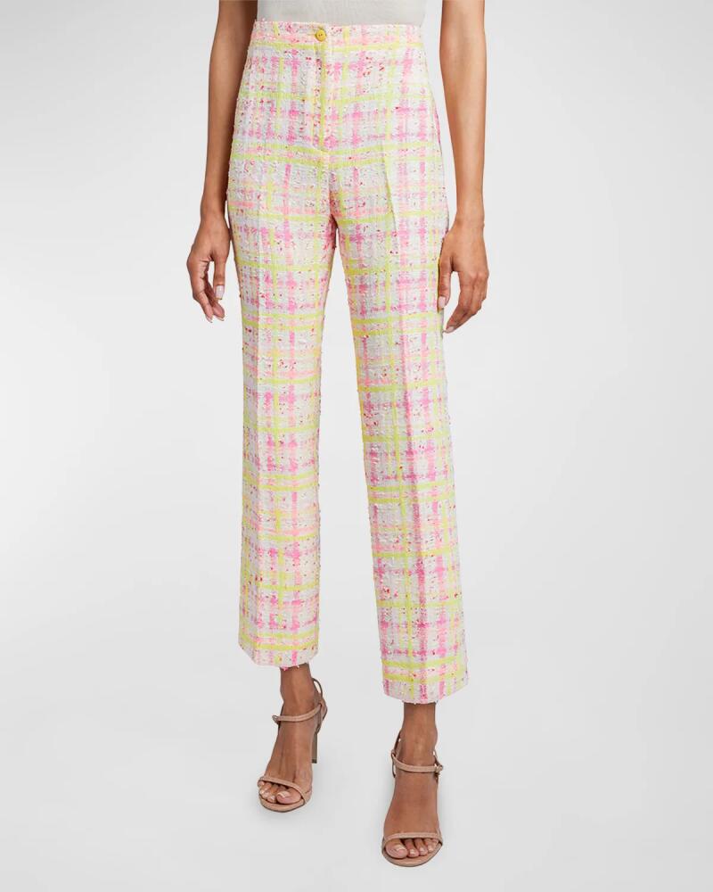 Santorelli Roma Cropped High-Rise Plaid Tweed Pants Cover