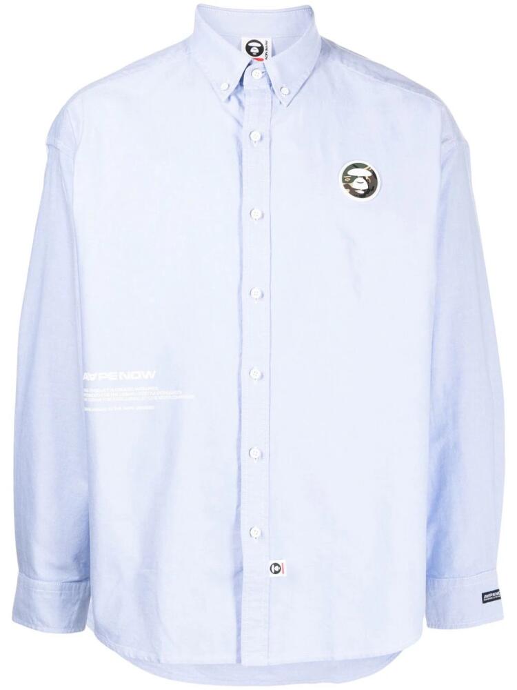 AAPE BY *A BATHING APE® logo-patch button-down shirt - Blue Cover