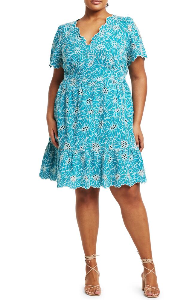 Estelle Iman Broderie Cotton Dress in Lagoon Cover