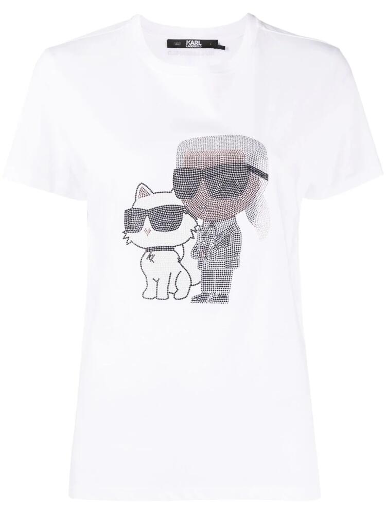 Karl Lagerfeld Ikonik rhinestone-embellished T-shirt - White Cover