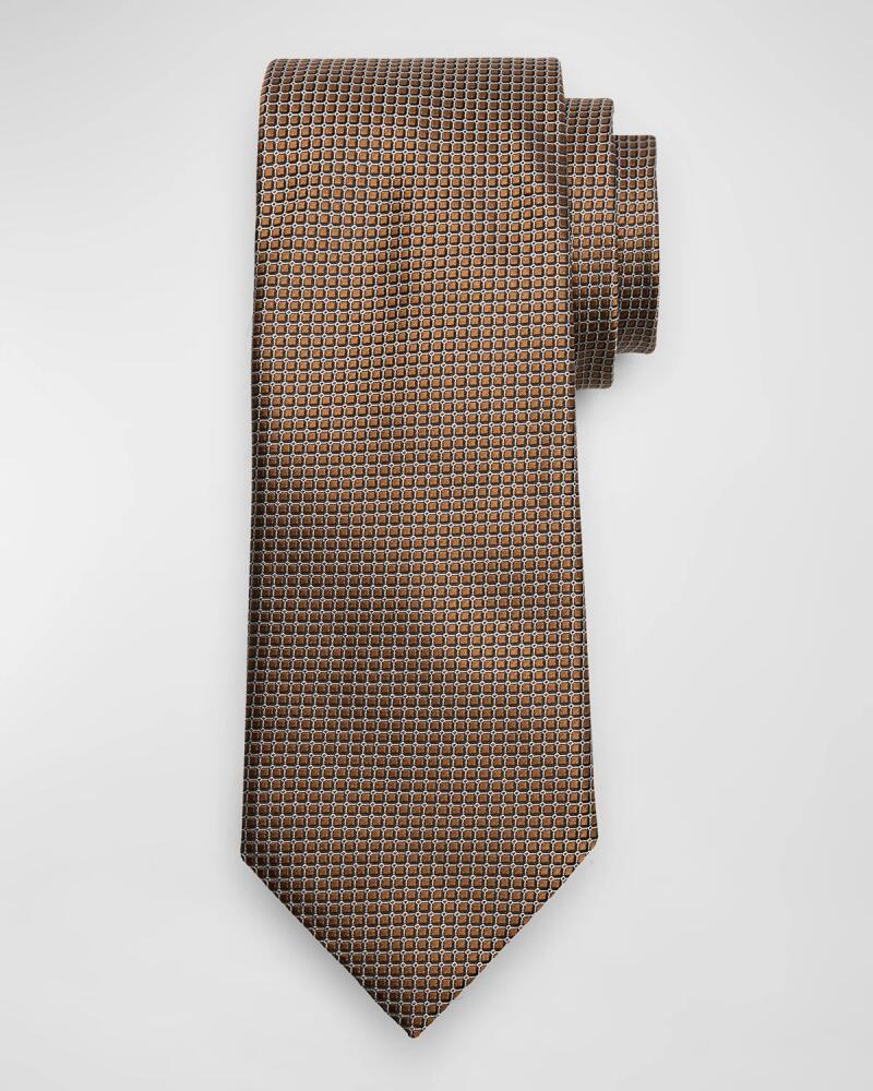 ZEGNA Men's Micro-Square Silk Tie Cover