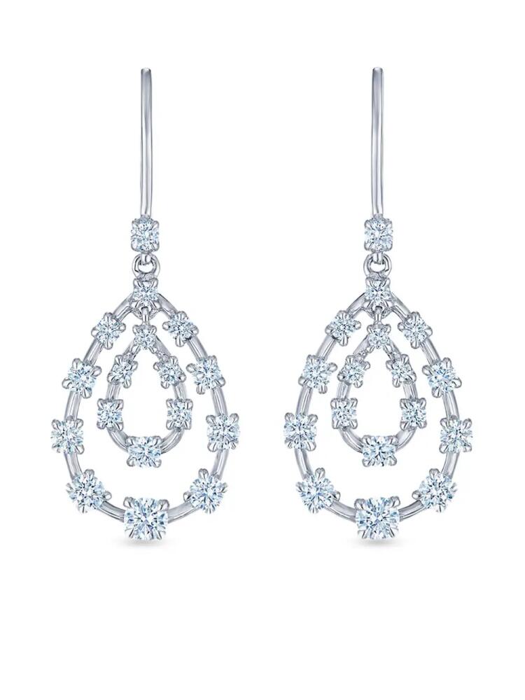 KWIAT 18kt white gold diamond Starry Night double teardrop earrings - Silver Cover