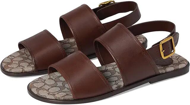 COACH Leather Two Strap Sandal (Brown) Men's Shoes Cover