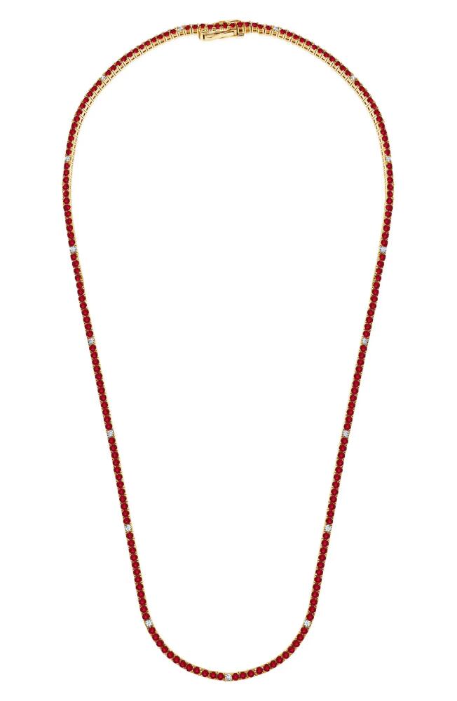 Crislu Cubic Zirconia Tennis Necklace in Ruby Cover