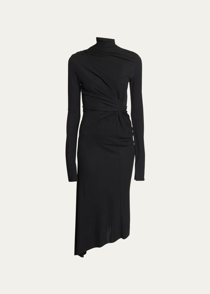 Victoria Beckham High-Neck Asymmetric Gathered Gown Cover