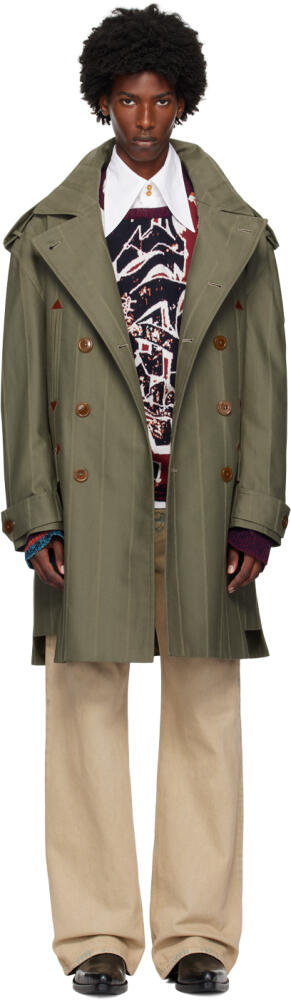 Vivienne Westwood Green Stripped Trench Coat Cover