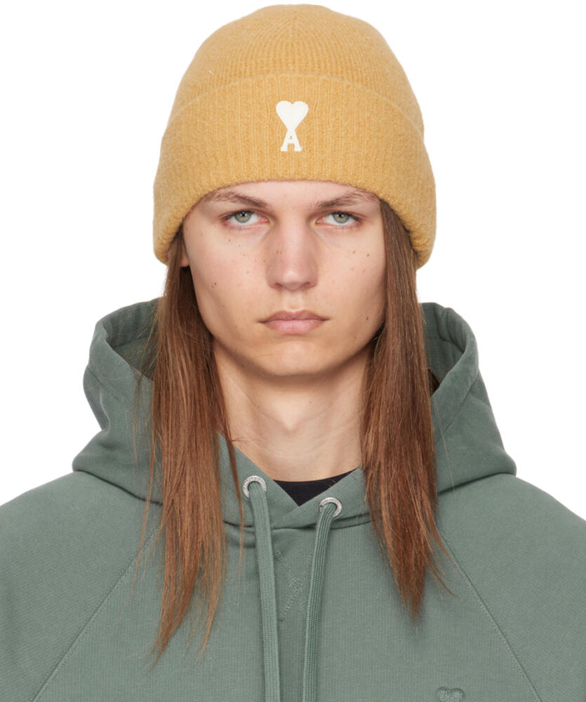 AMI Paris Yellow Off-White Ami de Coeur Beanie Cover