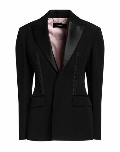 Dsquared2 Woman Blazer Black Virgin Wool, Silk Cover