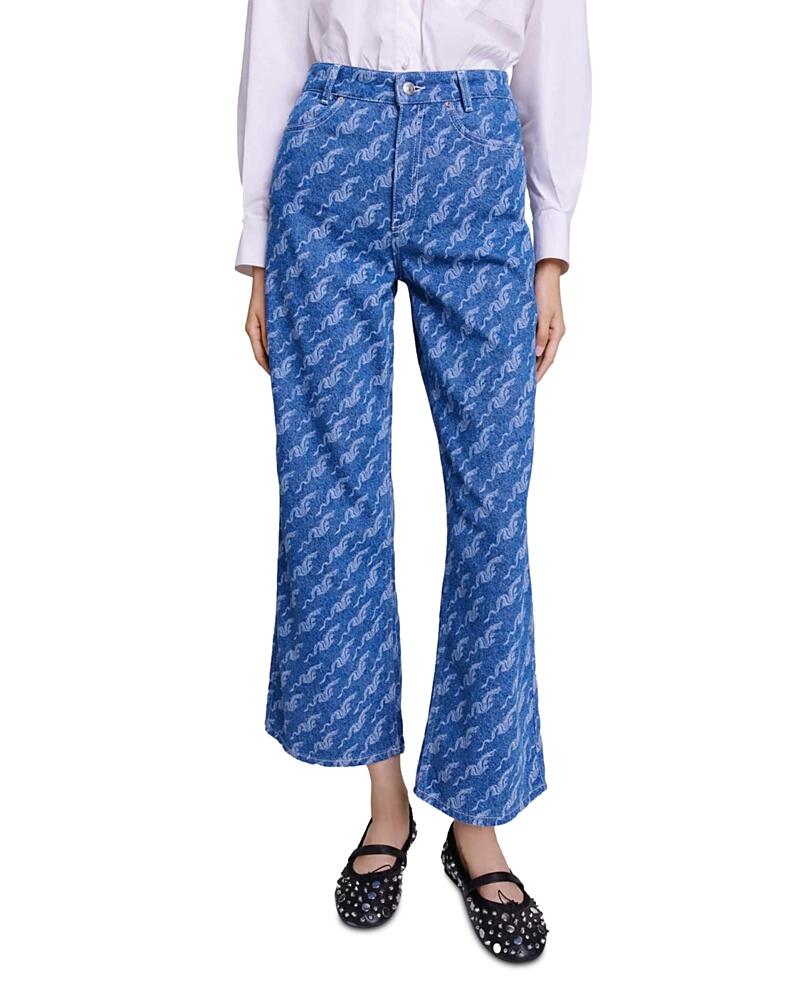 Maje Pidragon Wide Leg Jeans in Blue Cover